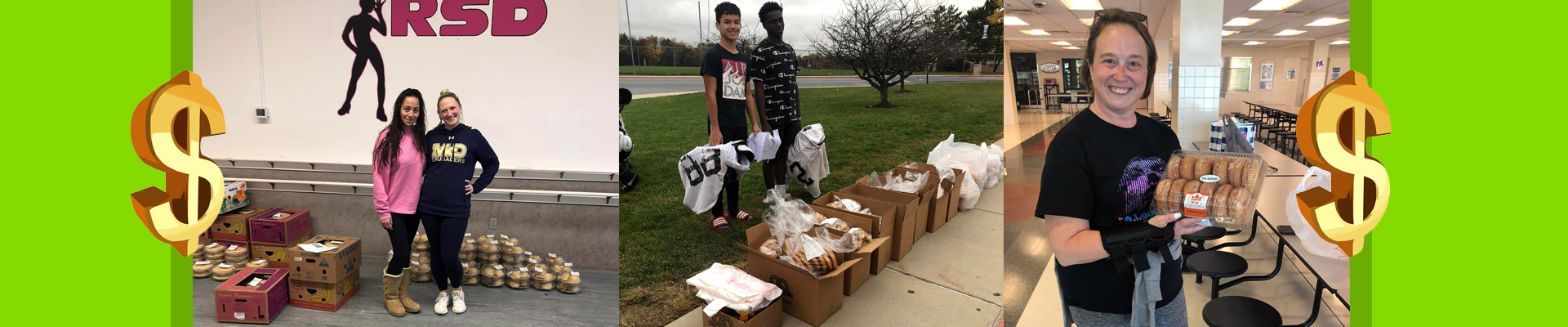 People posing with boxes of food for Tasty Choices Fundraising